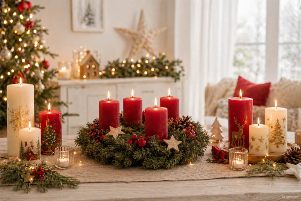 Weihnachtskerzen und Adventskerzen sorgen für...