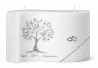 Hochzeitskerze Wellenkerze mit Lebensbaum mit Namen &...