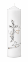 Hochzeitskerze Stumpenkerze mit Kreuz & Tauben...