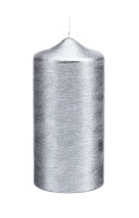 Stumpenkerzen Perlmutt Grau 15 x 6 cm, 4 Stück