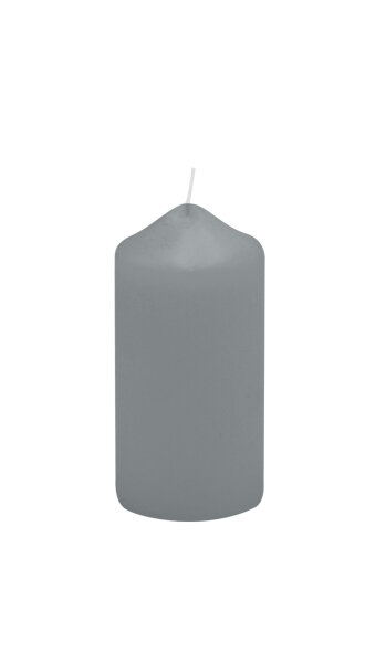 Stumpenkerzen Silbergrau mit Spitzkopf