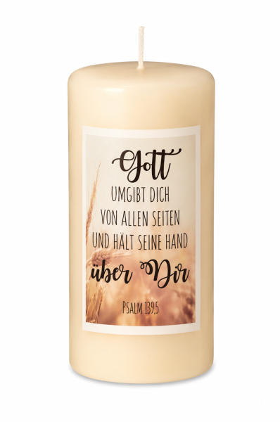 Gedenkkerze Champagner -Gott umgibt dich…- 12 x 6 cm