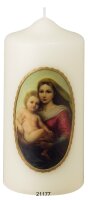 Marienkerze Stumpenkerze Madonna mit Kind 15 x 7 cm