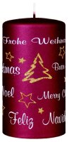 Weihnachtskerzen Merry Christmas Burgundy Matt 13 x 7 cm,...