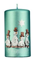 Weihnachtskerzen Ice Men Stahlblau Matt 13 x 7 cm, 4er Set