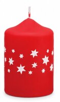 Adventskerzen Estrellas in Samtlook Rot 8 x 6 cm, 4er Set