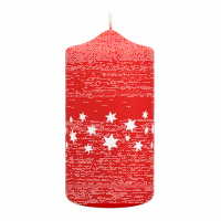 Adventskerzen Estrellas in Samtlook Rot 15 x 7 cm, 4er Set