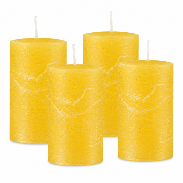 Rustik Adventskranzkerzen 4er Set Gelb 8 x 6 cm