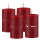 Rustik Adventskranzkerzen 4er Set Weihnachtsrot 10 x 10 cm