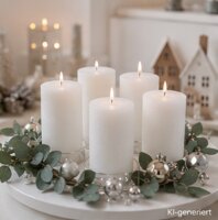 Rustik Adventskranzkerzen 4er Set Weiß 15 x 10 cm