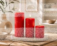 Stumpenkerzen Samt-Lack Tornado Red 4er Set