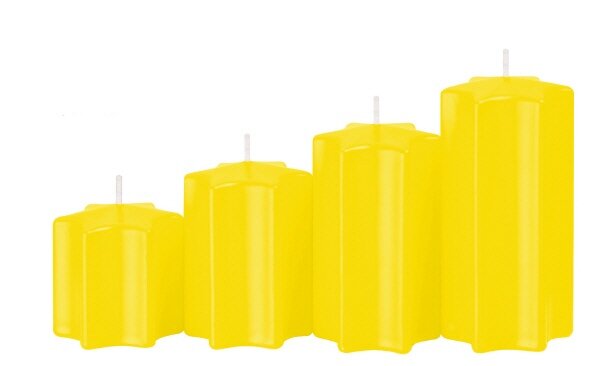 4er Set Sternkerzen abgestuft Zitrone Ø 6 cm