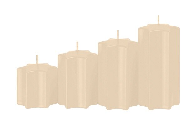 4er Set Sternkerzen abgestuft Vanilla Bisquit Ø 6 cm