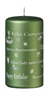 Spruchkerze "Happy Birthday" Grün Matt 130...