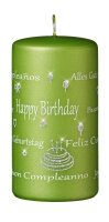 Spruchkerze "Happy Birthday" Green Matt 130 x...