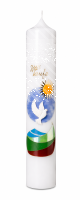 Taufkerze 25 x 6 cm mit Sonne & Taube mit Name &...