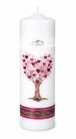 Hochzeitskerze Stumpenkerze mit Herzbaum mit Namen &...