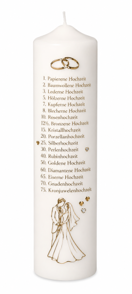 Hochzeitskerze Hochzeitstage mit Namen & Datum